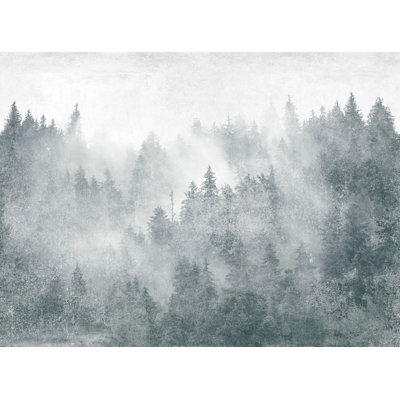 Monochrome Jungle Misty Forest 6.25' L x 112" W Paintable Wall Mural