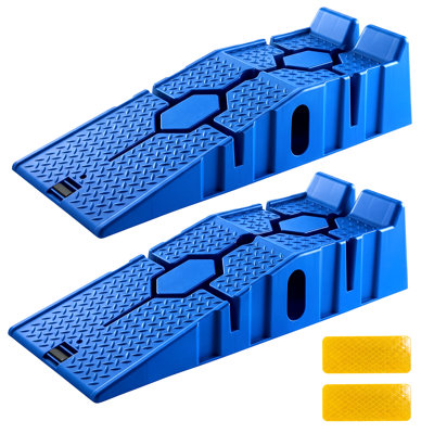 Lot de 2 rampes de service pour véhicules à profil bas – Rampes de levage pour véhicules lourds de 3,5 tonnes, capacité de 3 tonnes (6 600 lb), surface antidérapante, conception compacte pour berlines, VUS et camionnettes, bleues