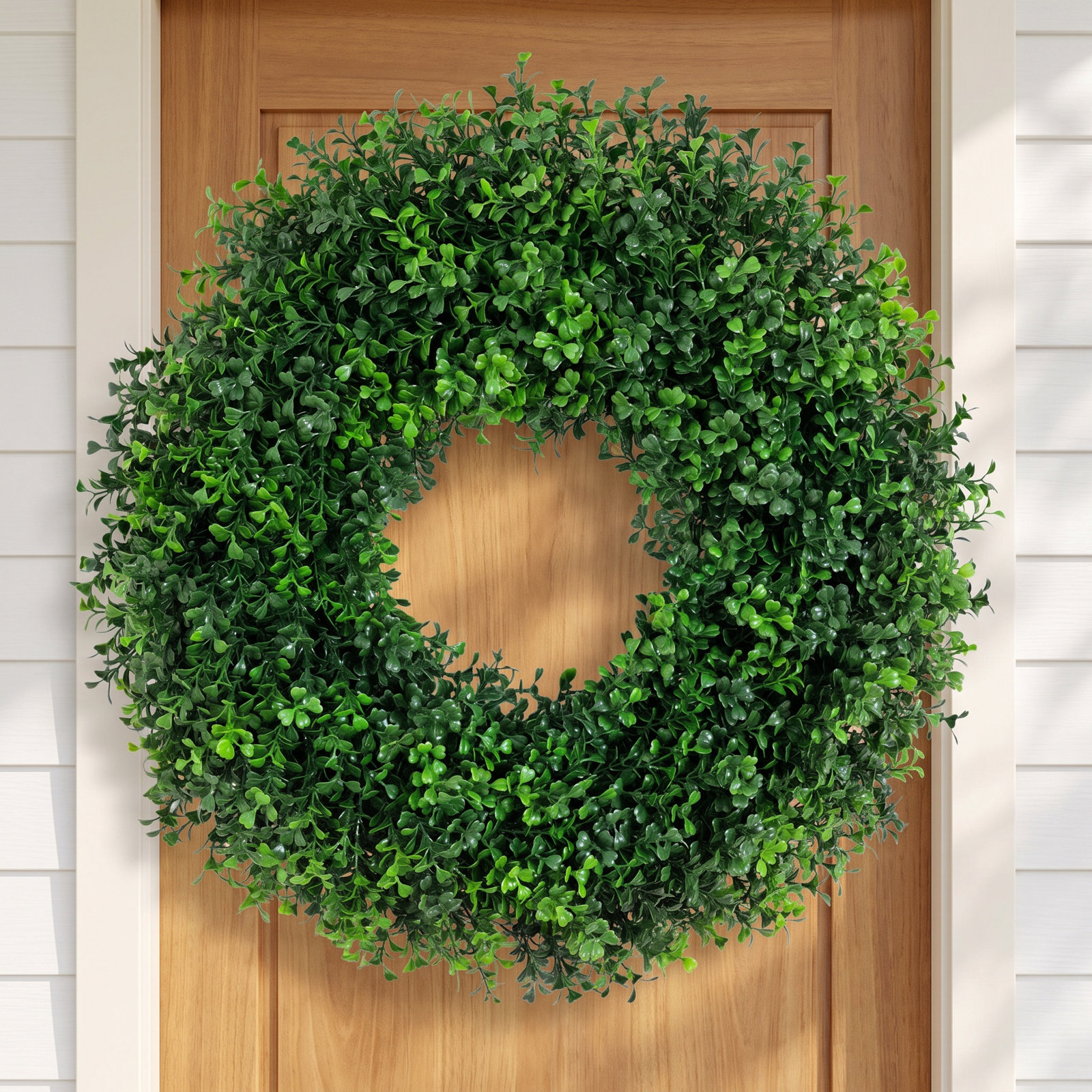 Charlton Home® 18" Pre-Lit Boxwood Wreath, Green