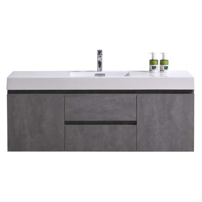 58.5'' Wall Mounted Double Bathroom Vanity Base Only, Cement Grey