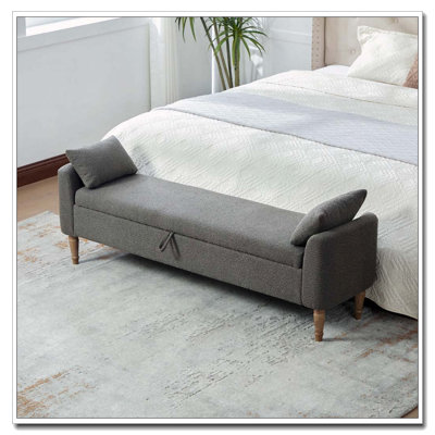 Banc de rangement avec accoudoirs et coussins