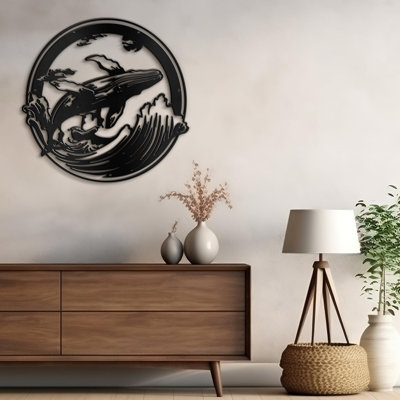 Décoration murale en métal Whale Ocean