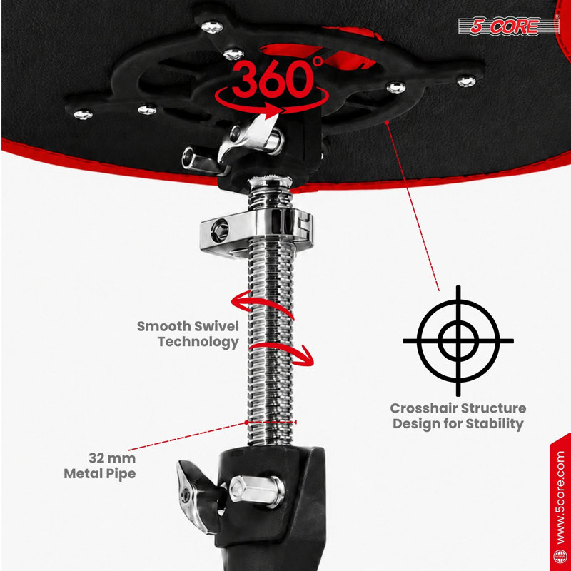  Tabouret de tambour ergonomique rembourré 4 po Drum Throne, Red