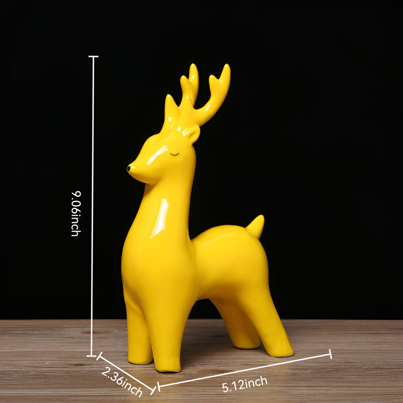Cerf exquis fabriqué à la main en céramique - un bel accent pour la maison, Jaune