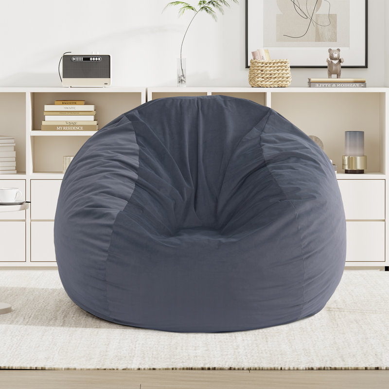 Versatile Bean Bag Chair Filling With Memory Foam Shredded, Plush Velvet Removable Cover For Convertible Seat & Guest Bed