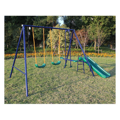 Ensemble de balançoire en métal 3-en-1 avec balançoire, glissoire et glissière pour jouer dans la cour