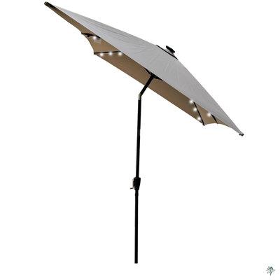 10 X 6.5T Rectangular Patio Solar LED Lighted Outdoor Umbrellas With Crank And Push Button Tilt