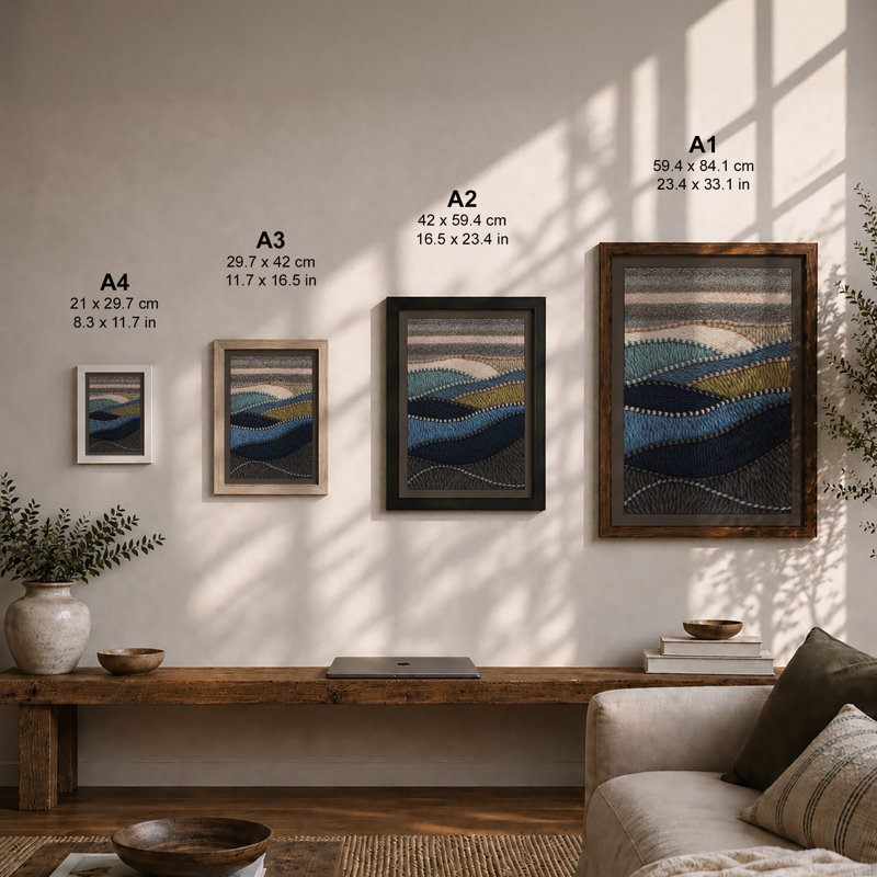 Flowing Textile Landscape Scandinavian - Print, Walnut, A1 - 84.1 x 59.4 cm