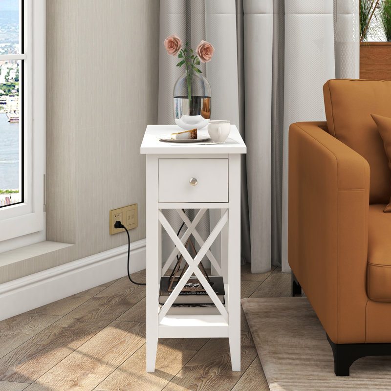 23.5" D End Table with Additional Storage Space, Black
