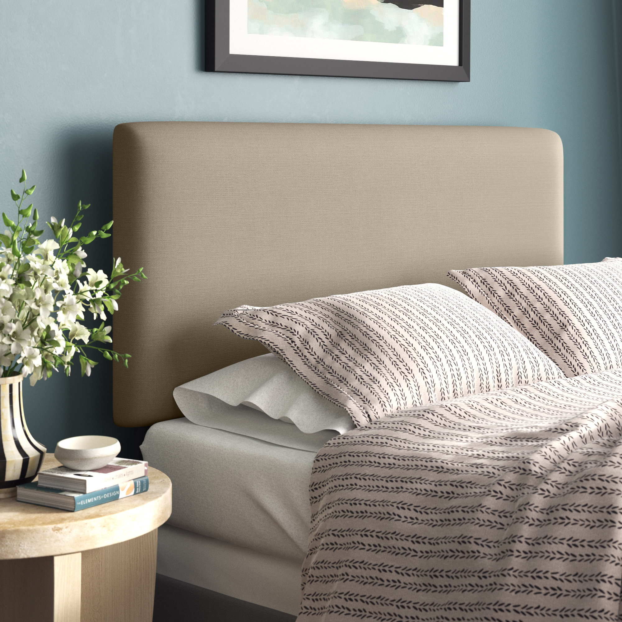Eisley Upholstered Headboard, Classic Sandstone Linen, Queen