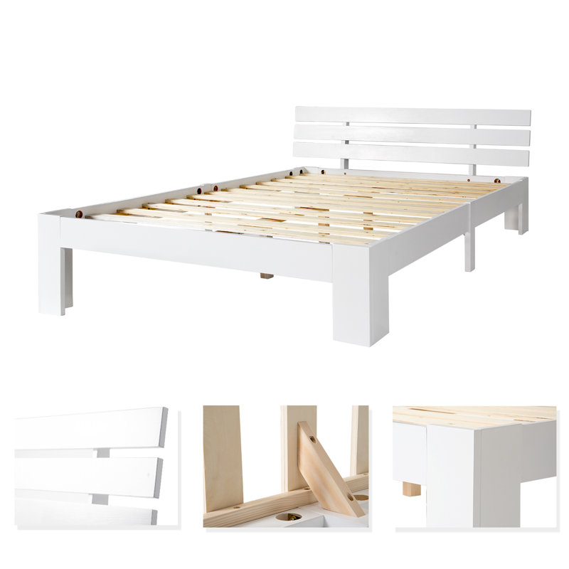 Crandall European Double (140 x 200 cm) Bed, White