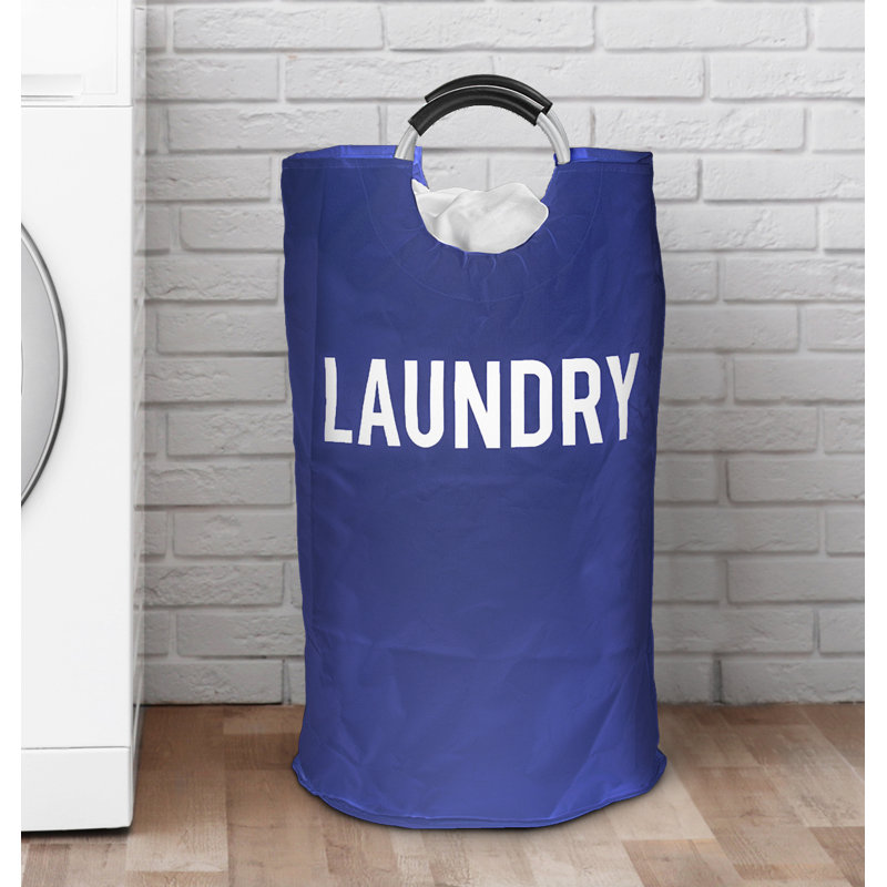Fabric Laundry Hamper with Handles, Dark Blue