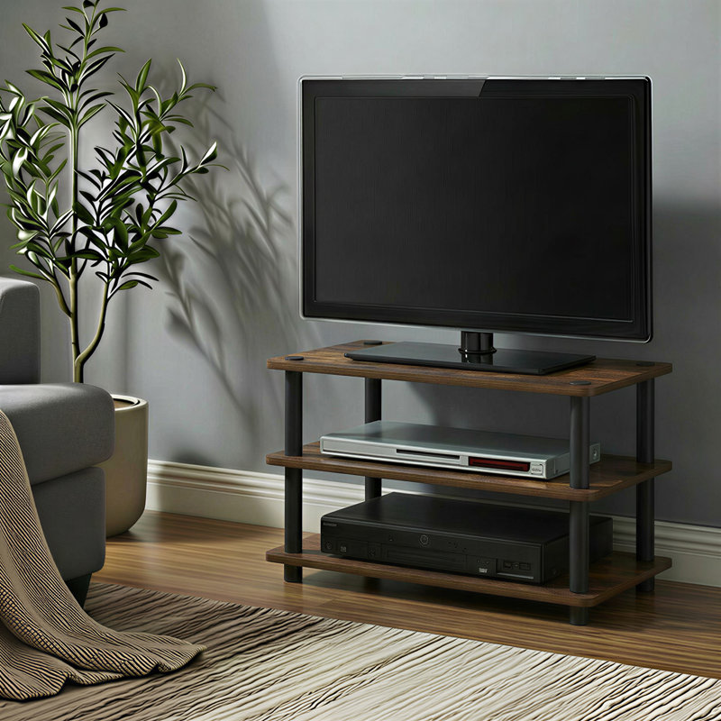 Asid TV Stand for TVs up to 24", Amber Pine/Black