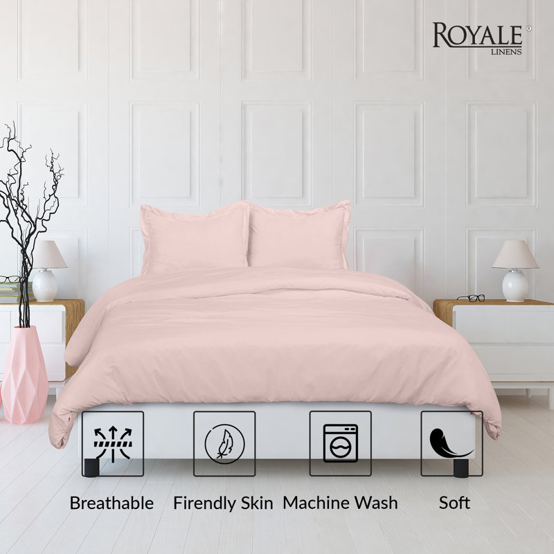 Literie , Housse de couette pour grand lit + 2 taies d'oreil, Rose