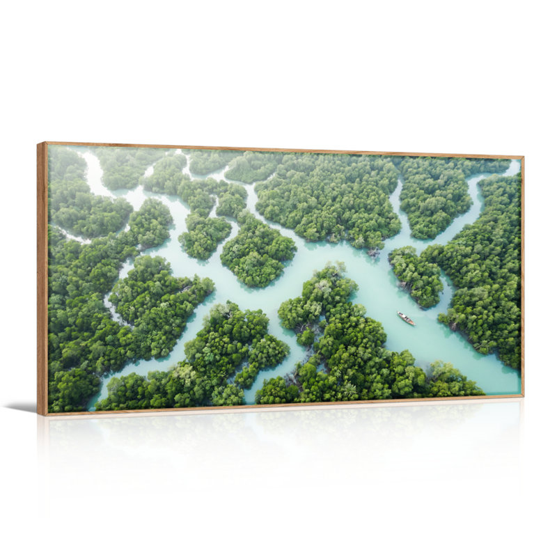 Ensemble de 1 tableau sur toile représentant une forêt de mangroves, 46“W x 24”H, Naturel