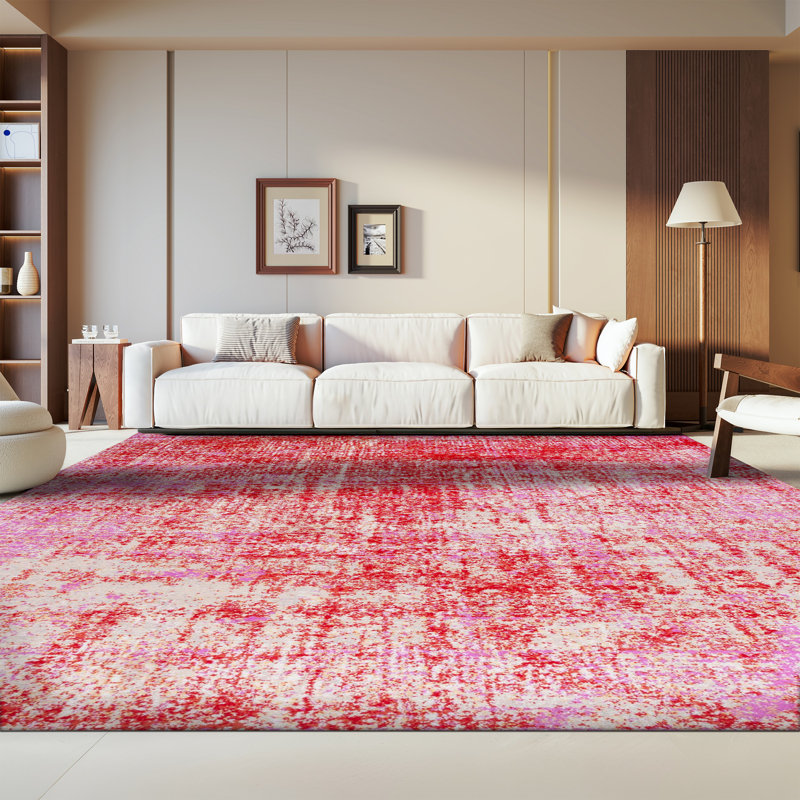 Riebe Abstract Red Area Rug, Rectangle 8' x 10'