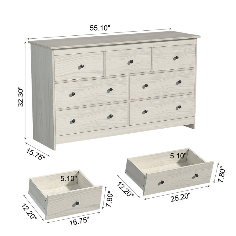Commode 7 tiroirs Madisson, Naturel