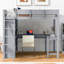 Lit mezzanine double avec bureau et tablette