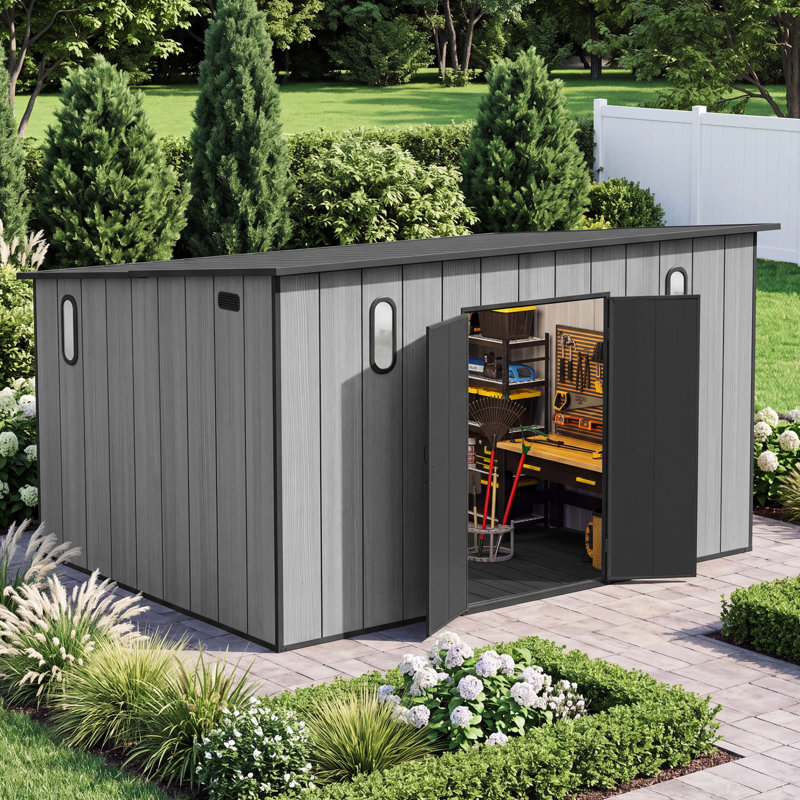 14 ft. W x 10 ft. D Plastic Portable Outdoor Storage Shed, 14 ft. W x 10 ft. D