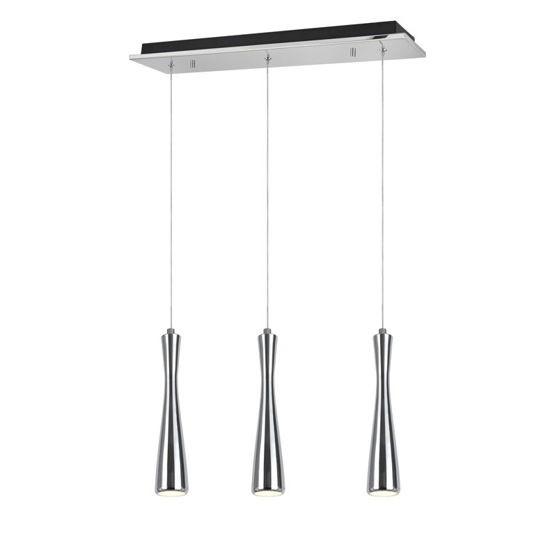 3 - Light Kitchen Island Pendant, Chrome