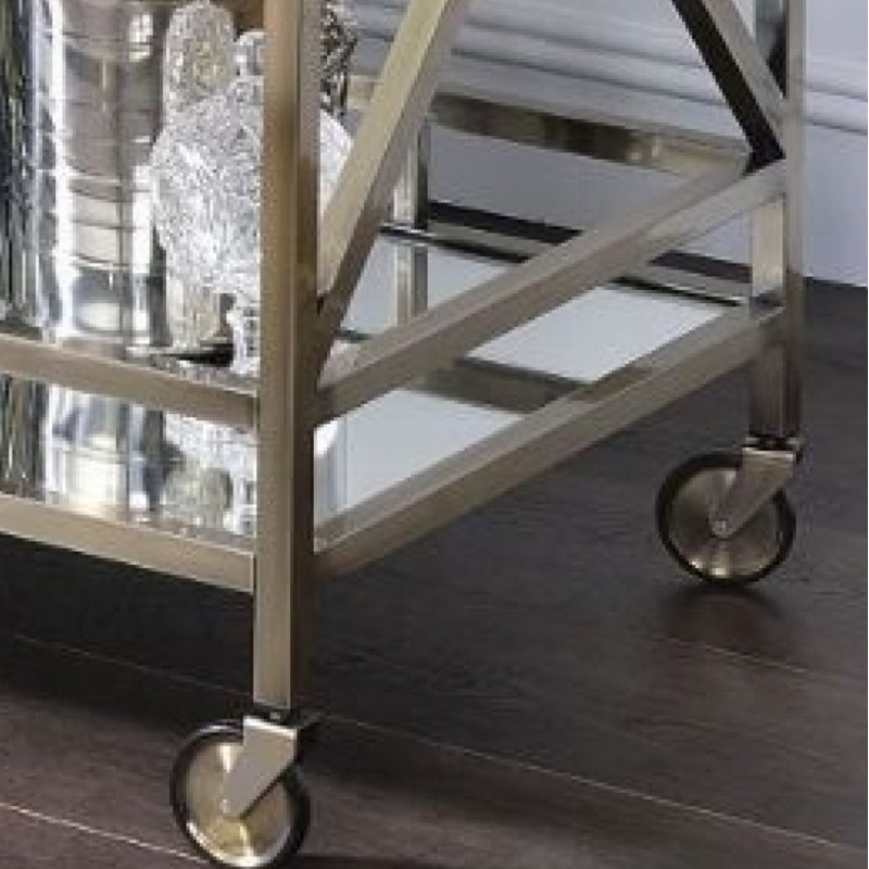 Vaught Rectangular Bar Cart in Antique Gold and Mirrored