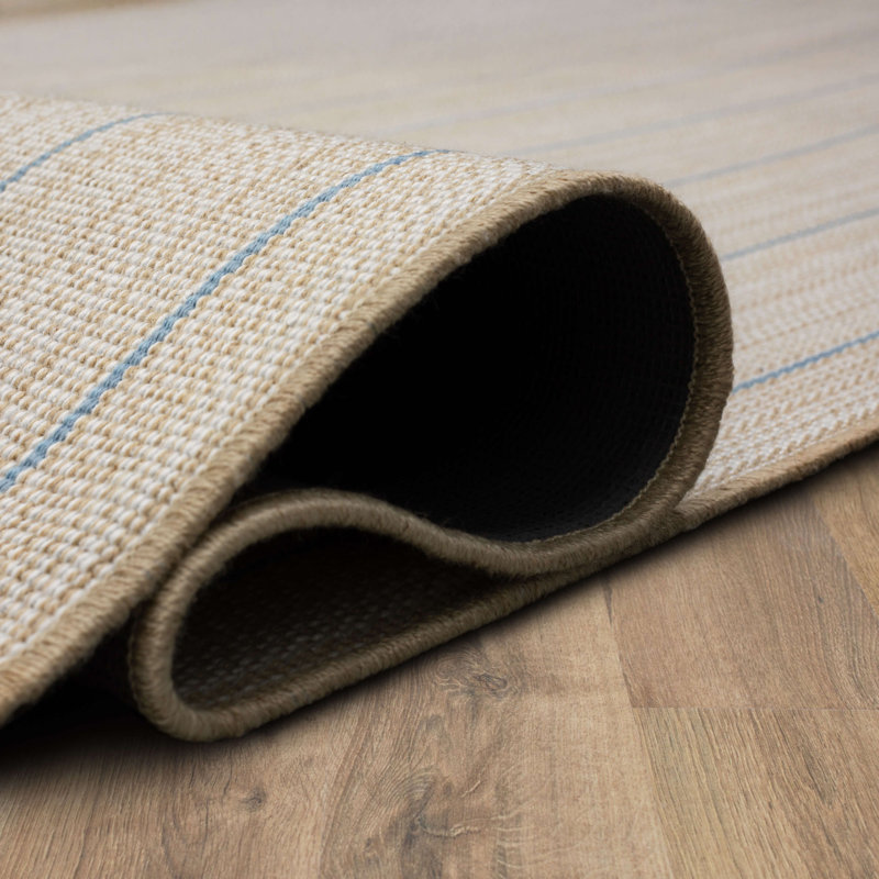 Tapis intérieur / extérieur en polyester tissé à la machine Bar Harbor, Beige, 9 pi x 12 pi