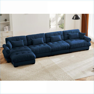Canapé modulaire surdimensionné en velours super confortable avec repose-pieds mobile