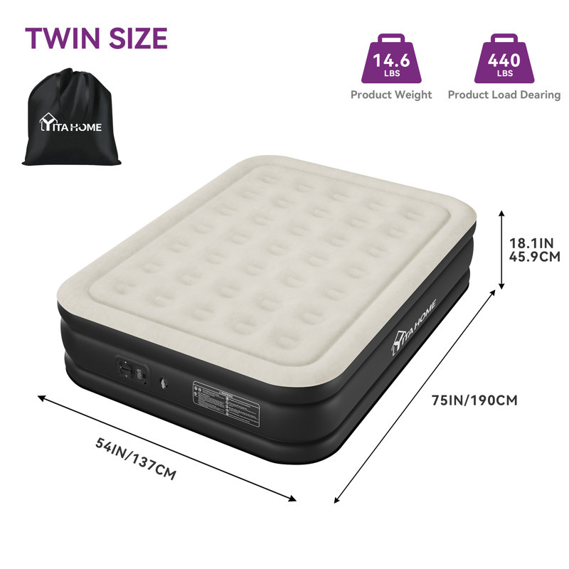 Balconera Air Mattress, Full, Black/Gray