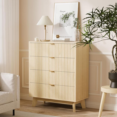Fluted 4 Drawers Dresser for Bedroom