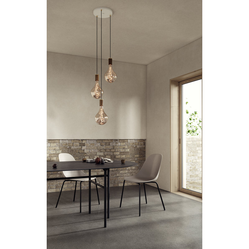 Tala Walnut Accent Triple Pendant with Soft Glow LED Bulbs