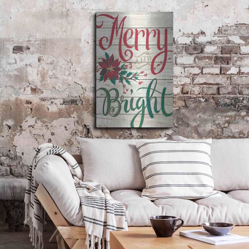 «Merry & Bright Shiplap» par Cindy Jacobs, art mural en métal, H 36 po x l 24 po
