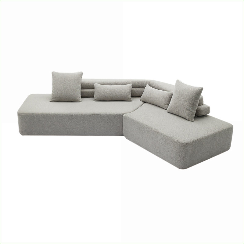 Canapé modulaire Louis Boucle, Polyester gris clair