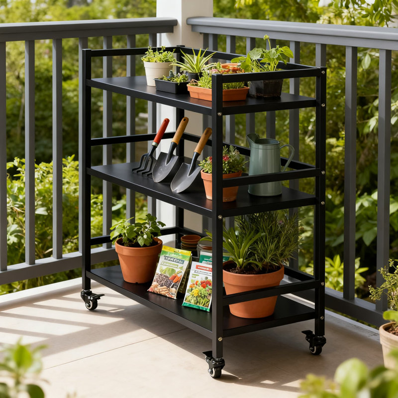 Étagère de rangement en métal robuste à 3 niveaux avec roues verrouillables, tablettes de garage industrielles pour l'organisation de la maison et du bureau