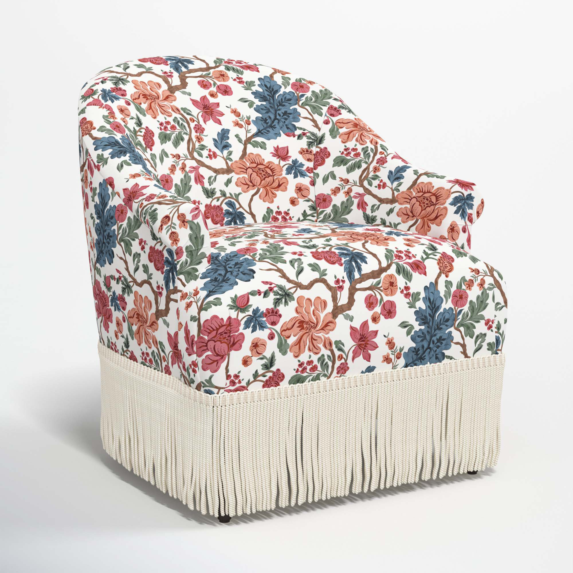 Callie Barrel Chair, Fritz Charcoal Stripe, Ivory