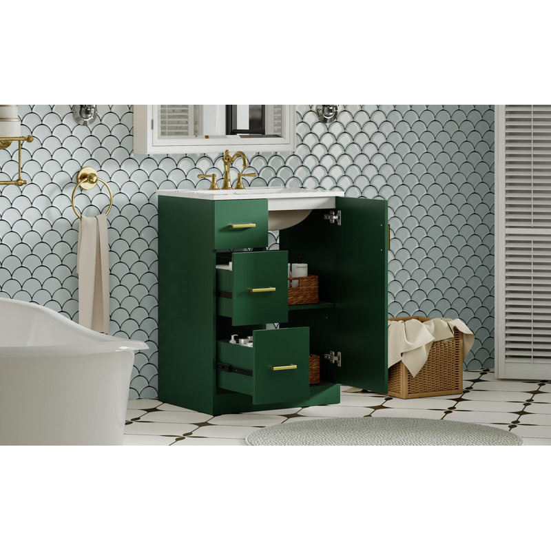 Meuble-lavabo moderne 24,09 po avec lavabo, Vert
