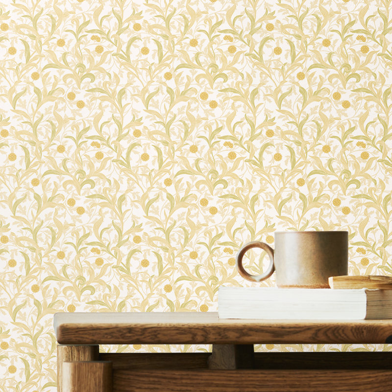 Cipriano 10m x 50cm Matte Wallpaper Roll, Yellow
