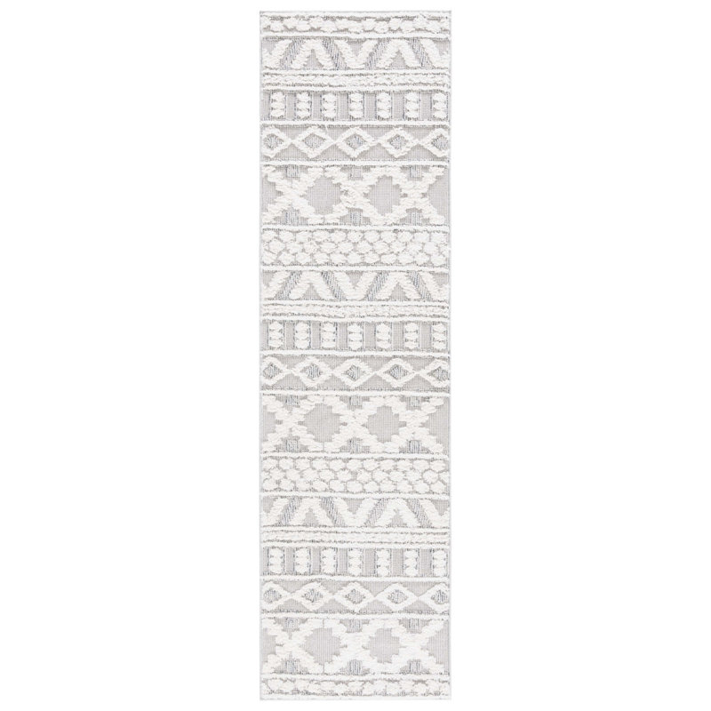 Tapis gris / ivoire Trends 124, Tapis de couloir 2 pi 2 po x 8 pi