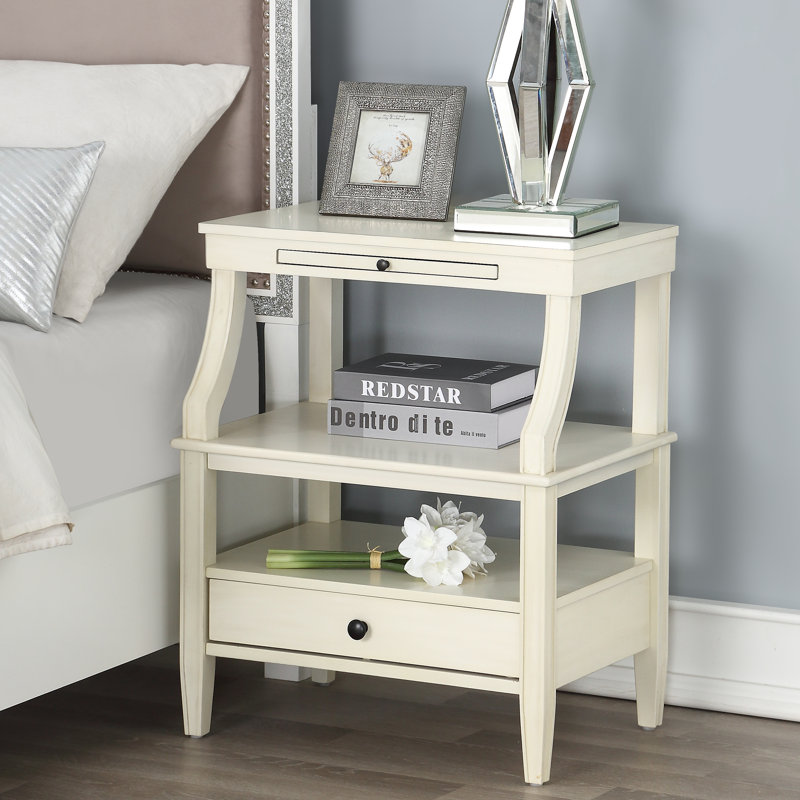 Table de chevet Aubreeanna, Blanc antique
