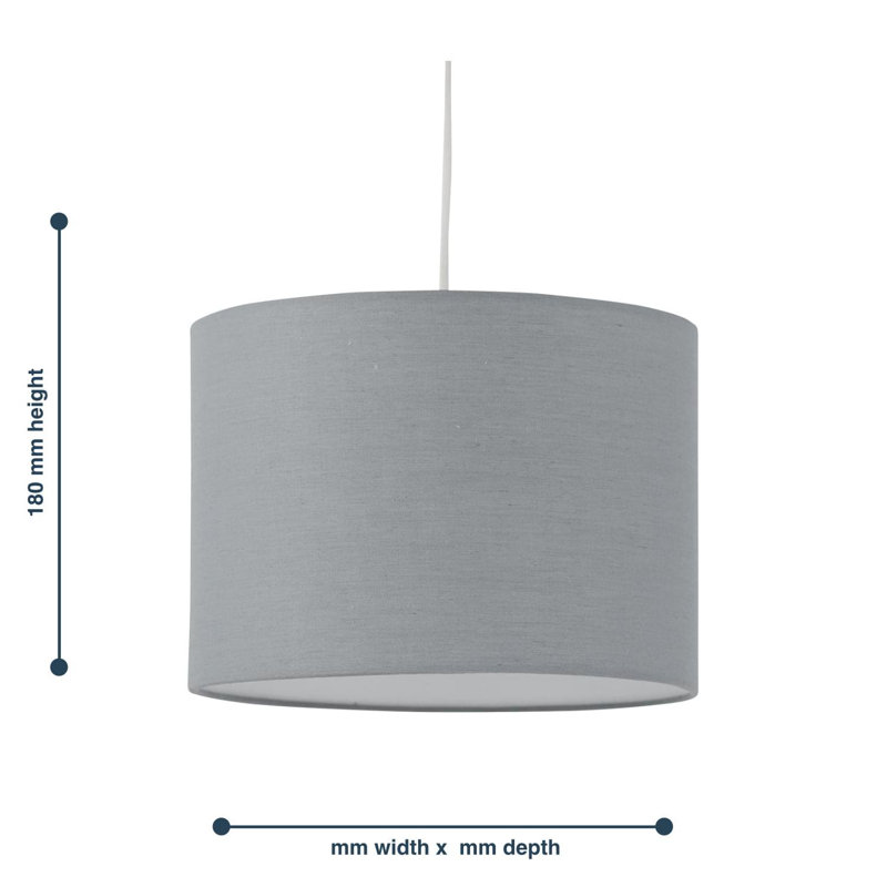 18cm H Cotton Drum Pendant Shade ( Uno ) in Grey