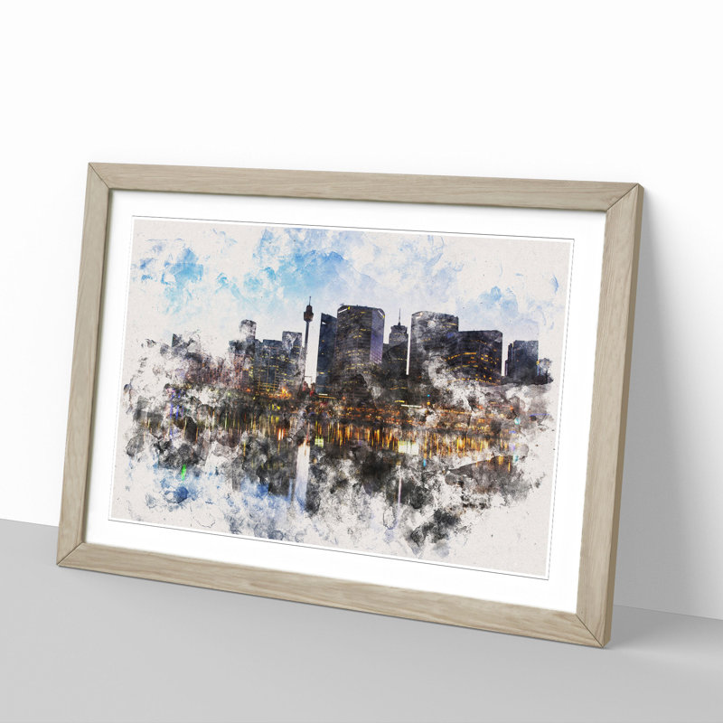 Sydney Skyline Vol.1 - Picture Frame Painting, 65cm H x 90cm W x 2cm D, Oak Framed