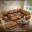 Canapé modulaire en forme de V de 134 po de large à 8 places avec console et rangement, brun-667014748