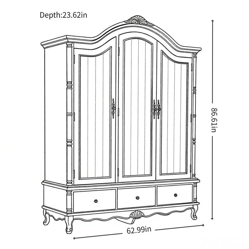 Armoire américaine à trois portes peintes