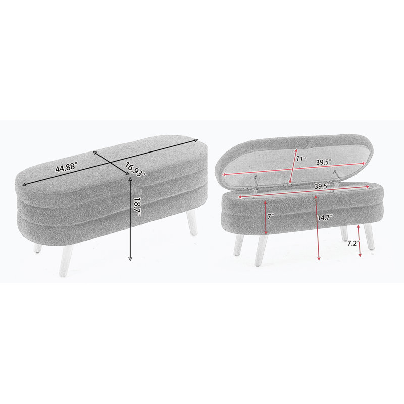 Noelany Upholstered Storage Bench, White Boucle