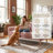 Rainbow-Inspired Linen Upholstered Chaise Lounge with Curved Backrest-1076173662