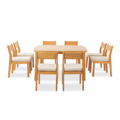 9-Piece Eucalyptus Wood Patio Dining Set With Cushioned Seating