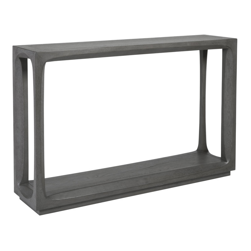 Gray Wood Transitional Console Table with Storage