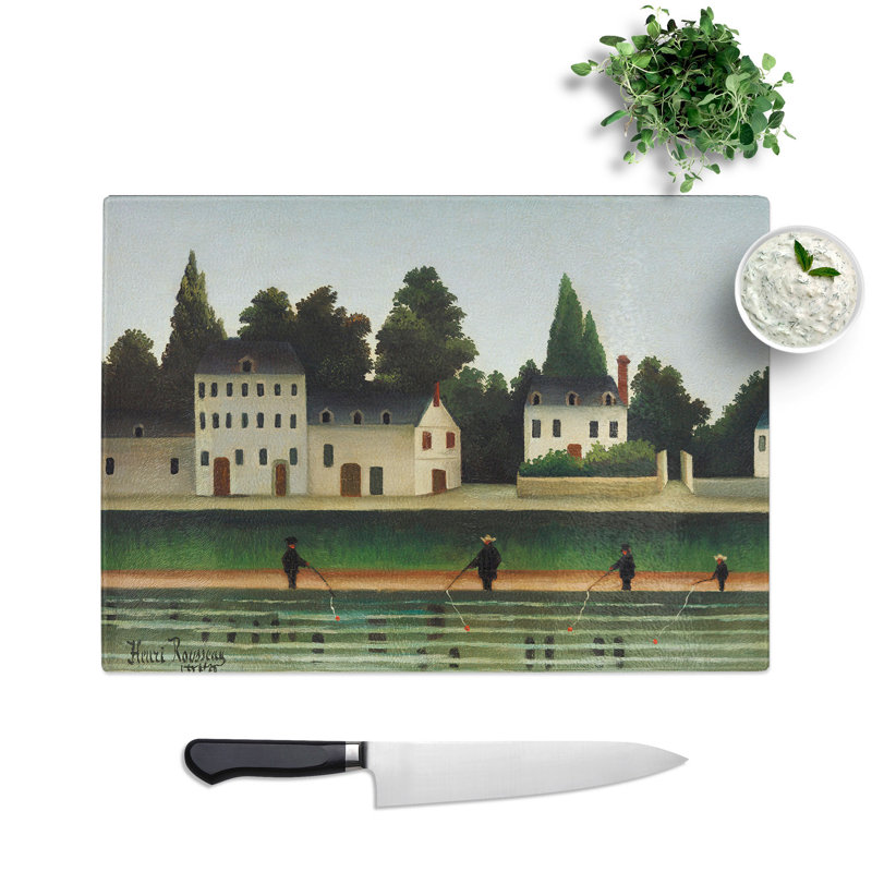 Landscape and Four Fisherman by Henri Rousseau Chopping Board, 28.5cm W x 39cm L