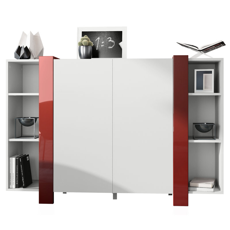Lucea 149cm Sideboard, White Matt/Bordeaux High Gloss