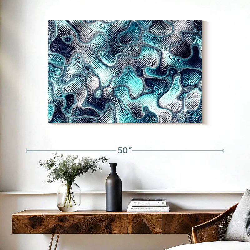 Fissures bleu sarcelle abstraites Avery, H 26 po x l 39 po