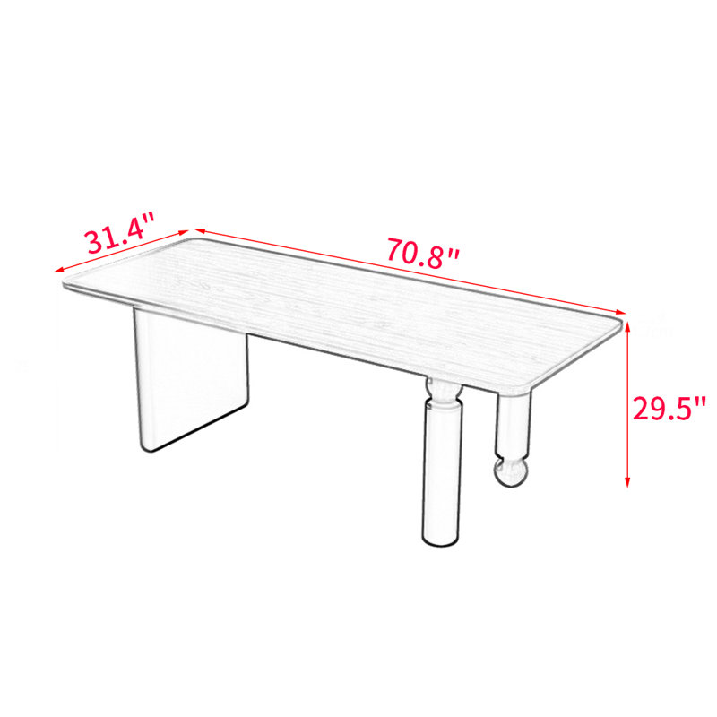 Table de salle à manger japonaise en bois massif, H 29,5 po x L 70,8 po x l 31,4 po, Noir